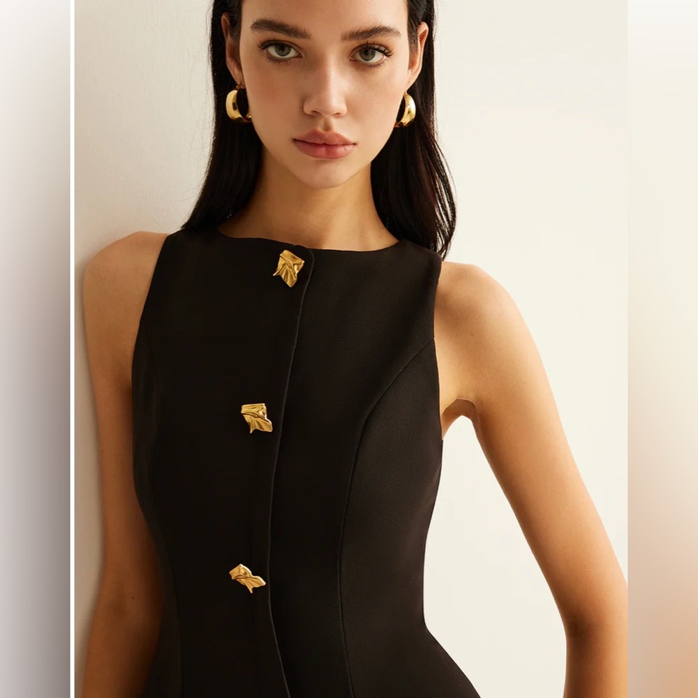 Commense metal button pleated tank dress - Picture 3 of 10